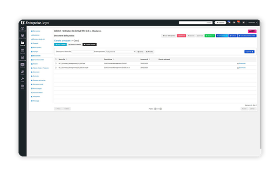 Schermata del software TS Enterprise Legal relativa al Document Management System